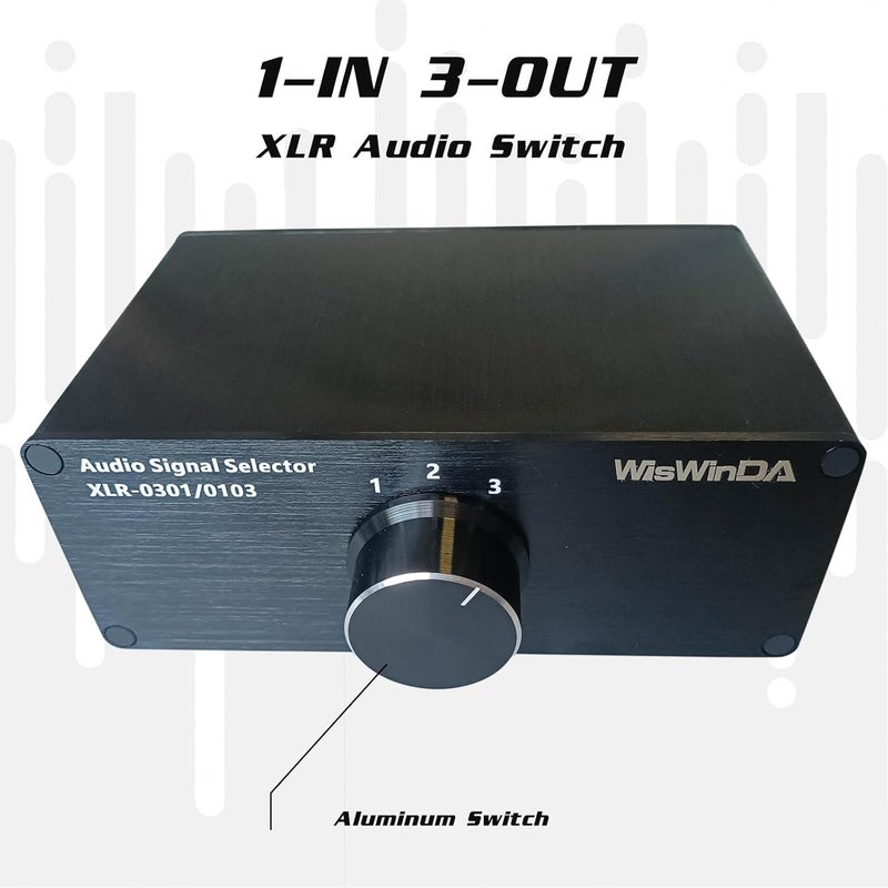 WisWinDa 1-IN-3-OUT XLR Pro Audio Switch Balanced Audio Converter 3 Channel HiFi Stereo Passive Audio Selector Switcher Box No Loss Switching Aluminum Shell Quality XLR Connector (1-IN-3-OUT) - Image 2